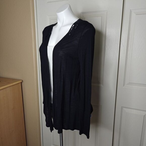 Apt. 9 crochet back open front asymmetrical hem cardigan sz S - Picture 2 of 7
